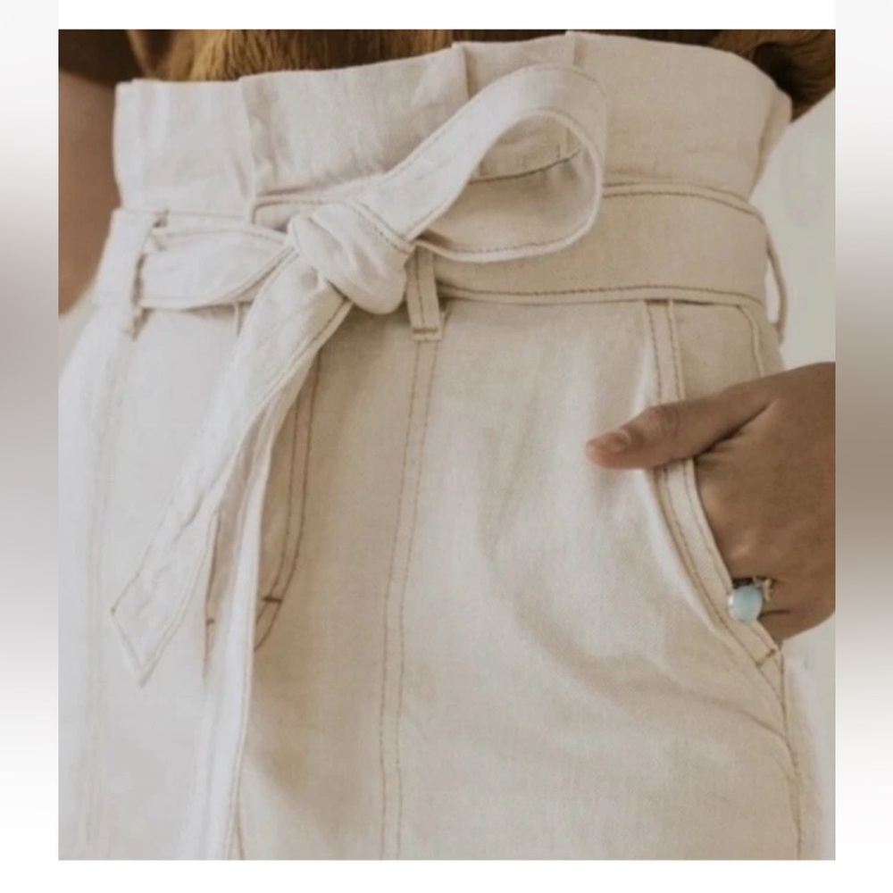 FREE PEOPLE-SPLENDOR IN THE GRASS FRONT TIE JEAN SKIRT - Picture 11 of 11